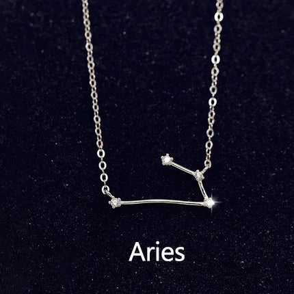 925 Stamp Silver Color Zodiac Collar Necklace Celestial Constellation Necklace Jewelry Best Friend Gift