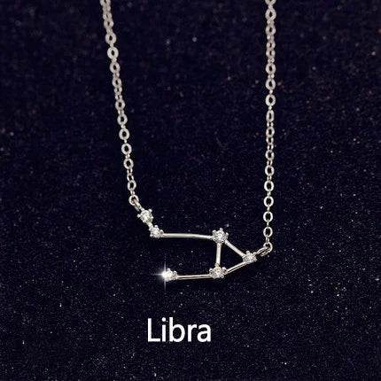 925 Stamp Silver Color Zodiac Collar Necklace Celestial Constellation Necklace Jewelry Best Friend Gift