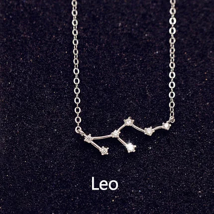 925 Stamp Silver Color Zodiac Collar Necklace Celestial Constellation Necklace Jewelry Best Friend Gift
