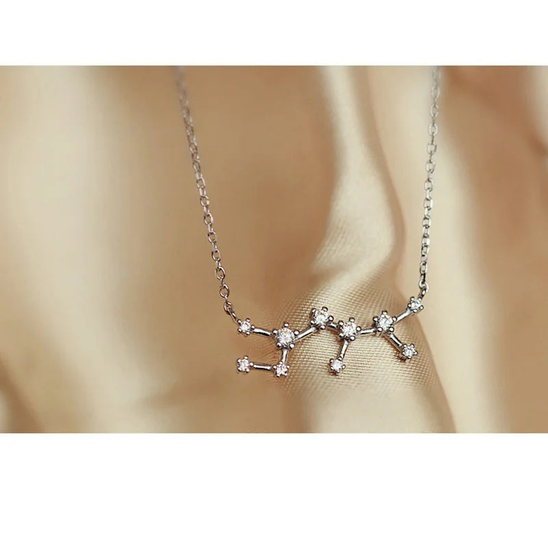 925 Stamp Silver Color Zodiac Collar Necklace Celestial Constellation Necklace Jewelry Best Friend Gift