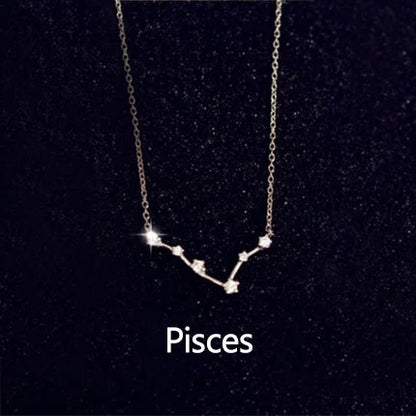 925 Stamp Silver Color Zodiac Collar Necklace Celestial Constellation Necklace Jewelry Best Friend Gift