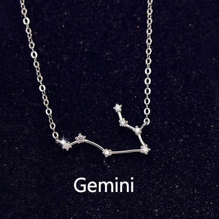 925 Stamp Silver Color Zodiac Collar Necklace Celestial Constellation Necklace Jewelry Best Friend Gift