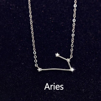 925 Stamp Silver Color Zodiac Collar Necklace Celestial Constellation Necklace Jewelry Best Friend Gift