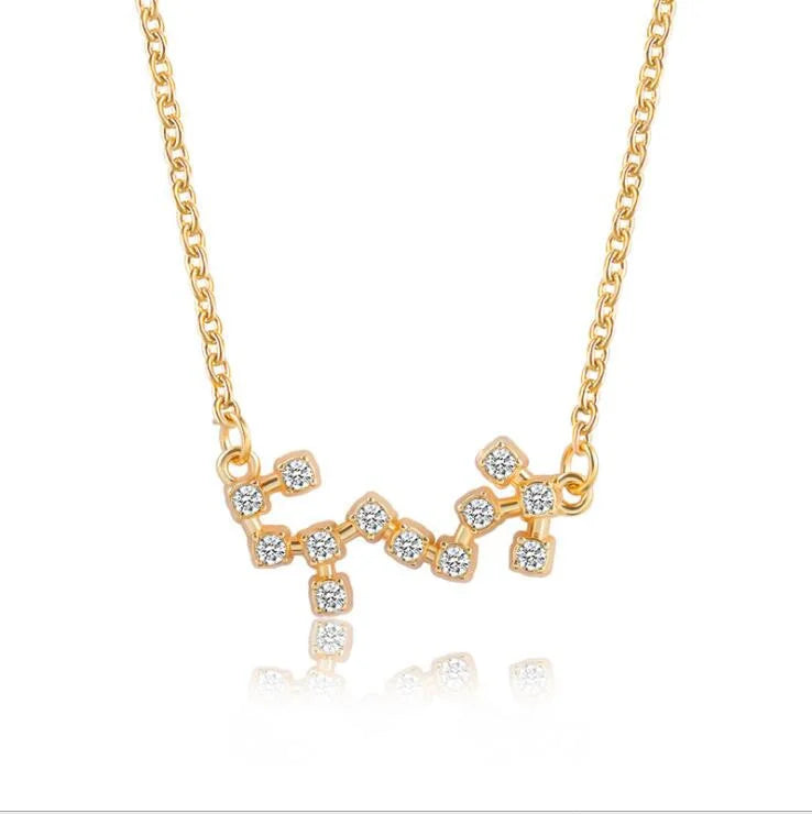 New Constellation Zodiac Sign Necklaces Jewelry for Women Girls Designed 12 Horoscope Taurus Aries Leo Necklaces Jewelry Gifts