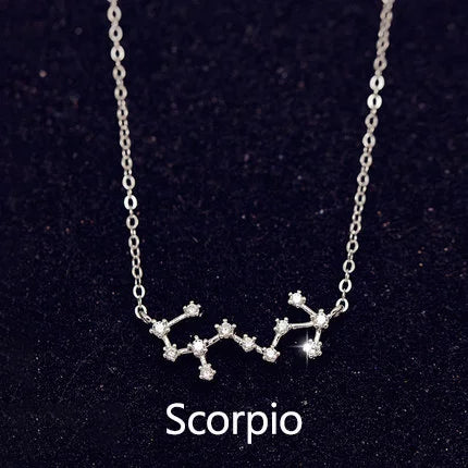 925 Stamp Silver Color Zodiac Collar Necklace Celestial Constellation Necklace Jewelry Best Friend Gift