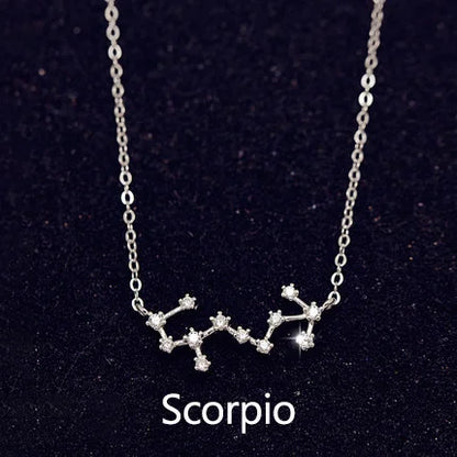 925 Stamp Silver Color Zodiac Collar Necklace Celestial Constellation Necklace Jewelry Best Friend Gift