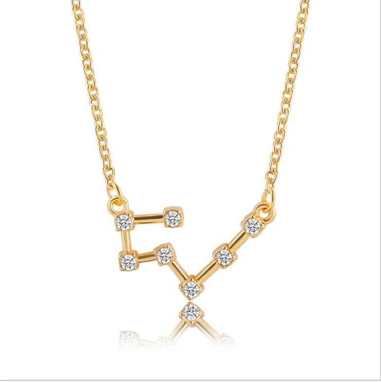 New Constellation Zodiac Sign Necklaces Jewelry for Women Girls Designed 12 Horoscope Taurus Aries Leo Necklaces Jewelry Gifts