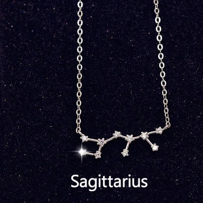 925 Stamp Silver Color Zodiac Collar Necklace Celestial Constellation Necklace Jewelry Best Friend Gift