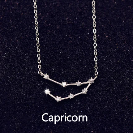 925 Stamp Silver Color Zodiac Collar Necklace Celestial Constellation Necklace Jewelry Best Friend Gift