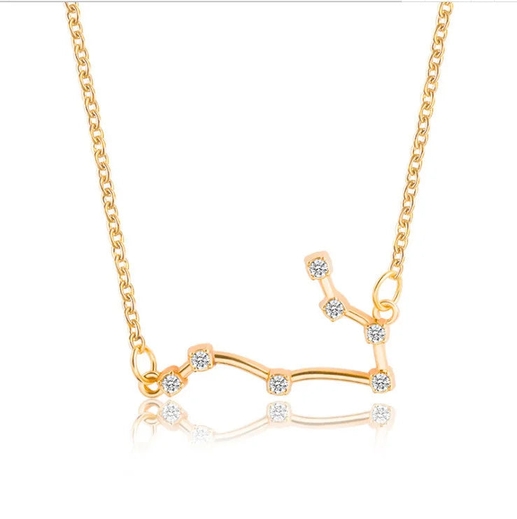 New Constellation Zodiac Sign Necklaces Jewelry for Women Girls Designed 12 Horoscope Taurus Aries Leo Necklaces Jewelry Gifts