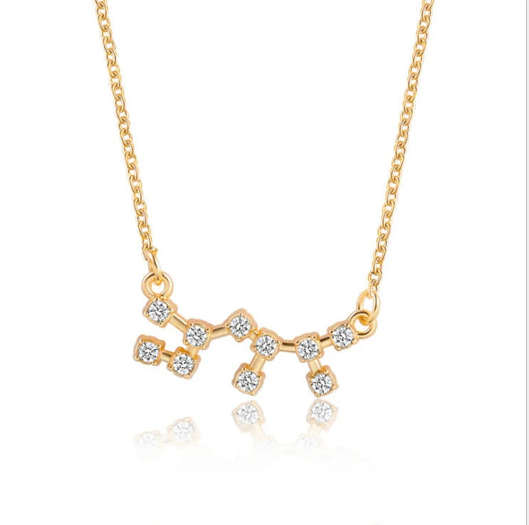 New Constellation Zodiac Sign Necklaces Jewelry for Women Girls Designed 12 Horoscope Taurus Aries Leo Necklaces Jewelry Gifts