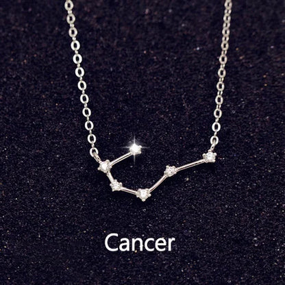 925 Stamp Silver Color Zodiac Collar Necklace Celestial Constellation Necklace Jewelry Best Friend Gift