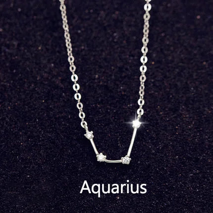 925 Stamp Silver Color Zodiac Collar Necklace Celestial Constellation Necklace Jewelry Best Friend Gift