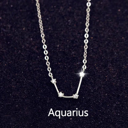 925 Stamp Silver Color Zodiac Collar Necklace Celestial Constellation Necklace Jewelry Best Friend Gift
