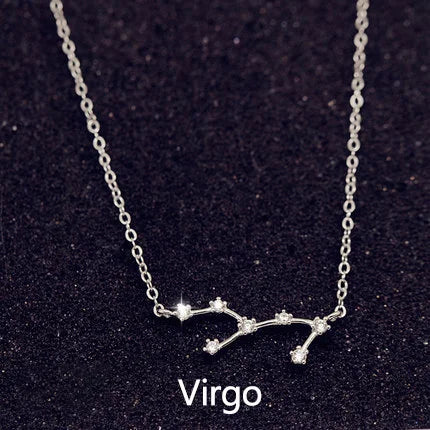 925 Stamp Silver Color Zodiac Collar Necklace Celestial Constellation Necklace Jewelry Best Friend Gift