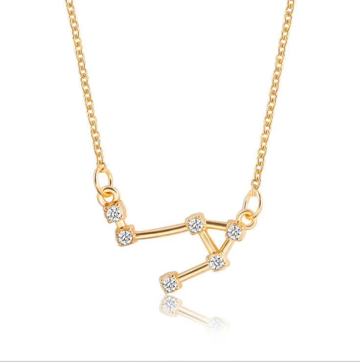 New Constellation Zodiac Sign Necklaces Jewelry for Women Girls Designed 12 Horoscope Taurus Aries Leo Necklaces Jewelry Gifts