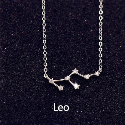 925 Stamp Silver Color Zodiac Collar Necklace Celestial Constellation Necklace Jewelry Best Friend Gift