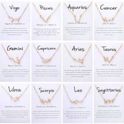 New Constellation Zodiac Sign Necklaces Jewelry for Women Girls Designed 12 Horoscope Taurus Aries Leo Necklaces Jewelry Gifts